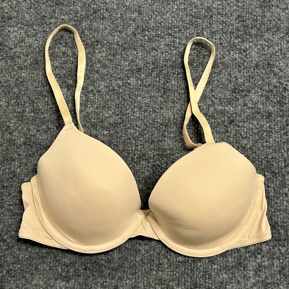 Pink Bra Womens Size 34B Beige Push Up Padded Adjustable Straps Everyday Comfort